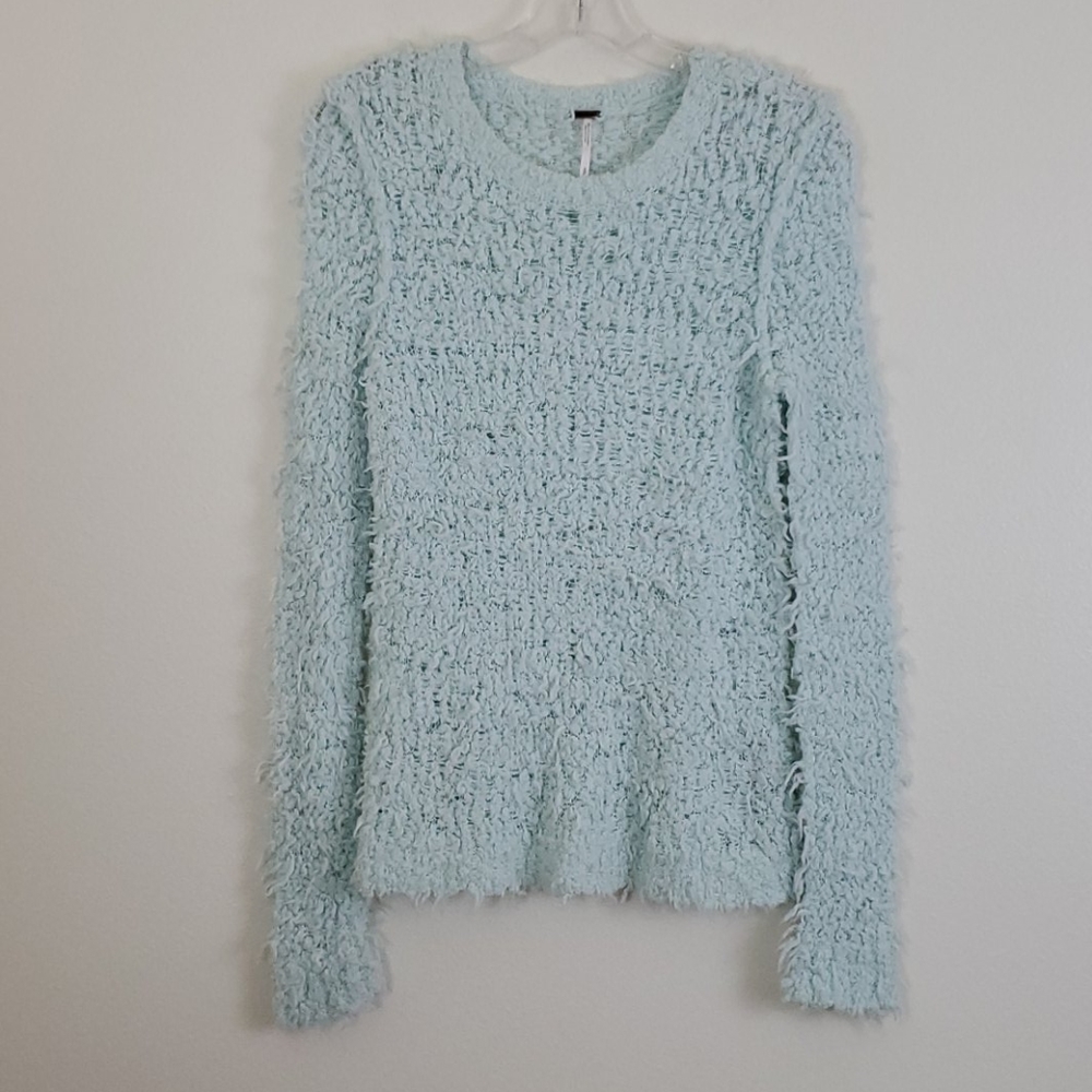Free People Fuzzy Mint Green Sweater S